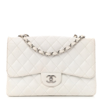 Chanel Caviar Quilted Jumbo Single Flap White 1 of 14