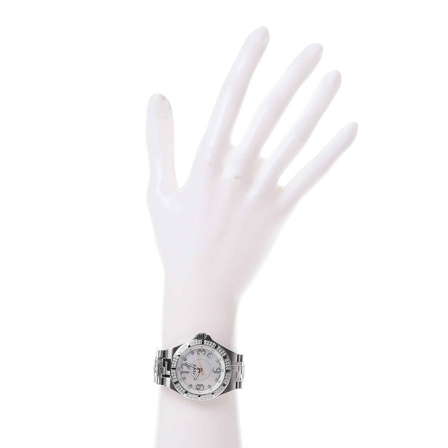 Fendi Stainless Steel Diamond Pave Bezel 33mm High Speed Quartz Watch 2 of 11