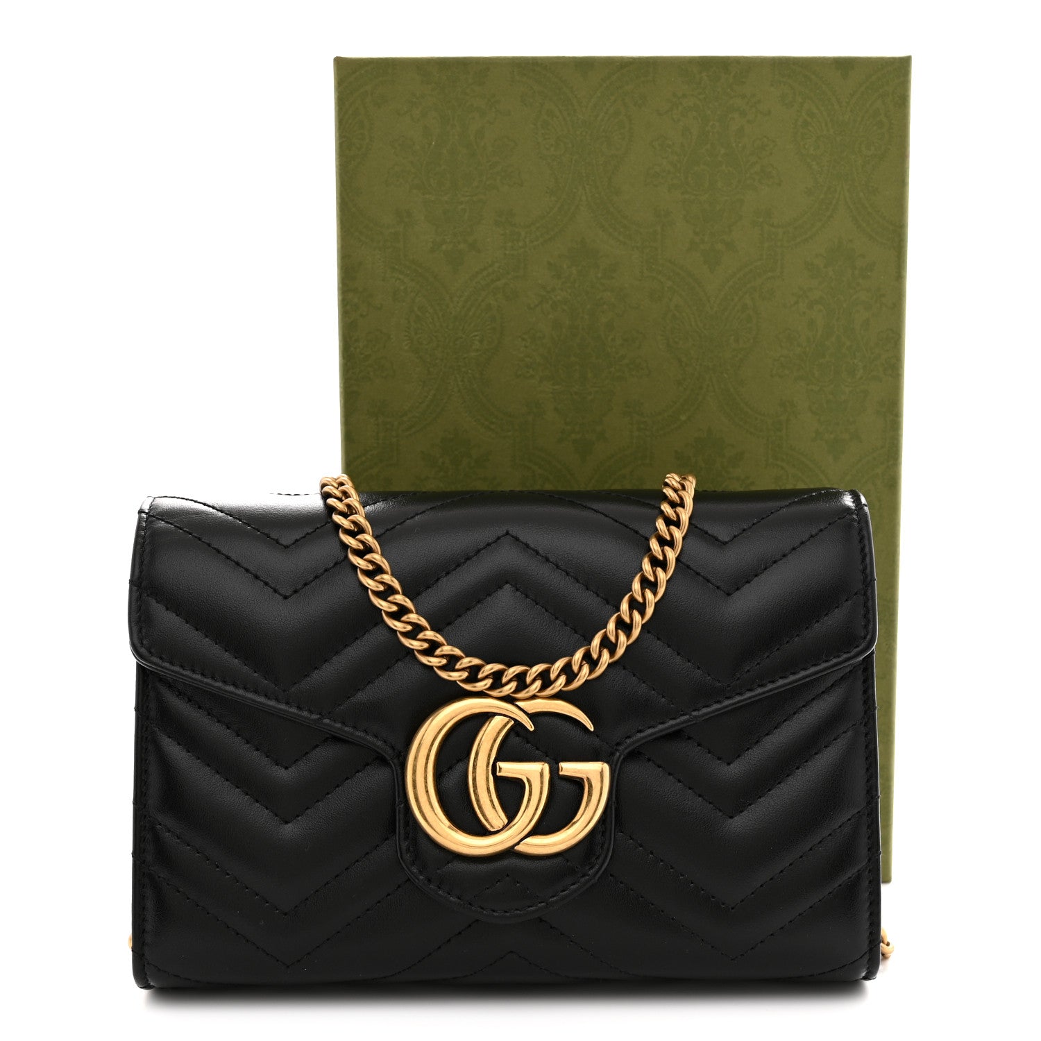 Gucci Calfskin Matelasse GG Marmont Chain Wallet Black 11 of 11