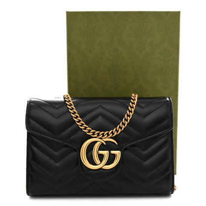 Gucci Calfskin Matelasse GG Marmont Chain Wallet Black 11 of 11