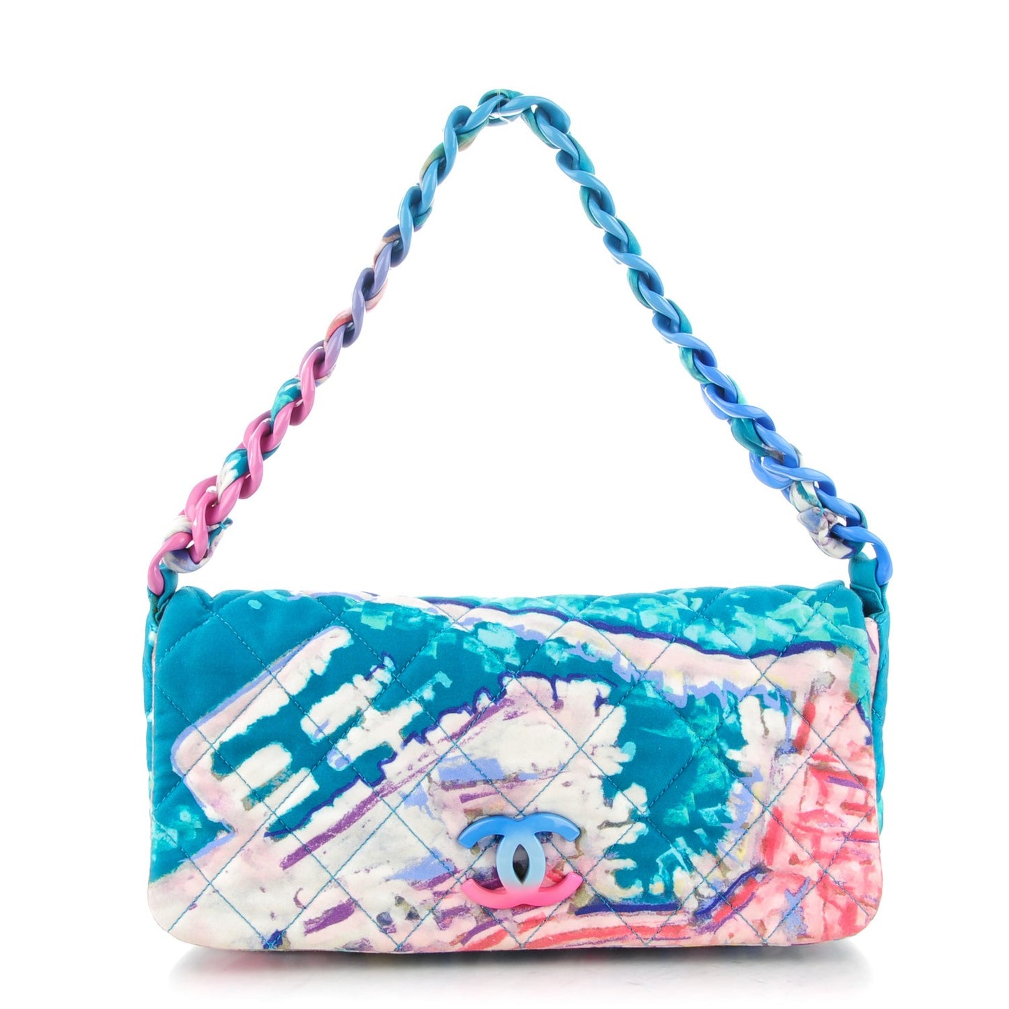 Canvas Printed Watercolor Pochette Flap Multicolor