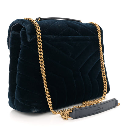 Saint Laurent Velvet Y Quilted Monogram Small Loulou Chain Satchel Medium Blue 3 of 12