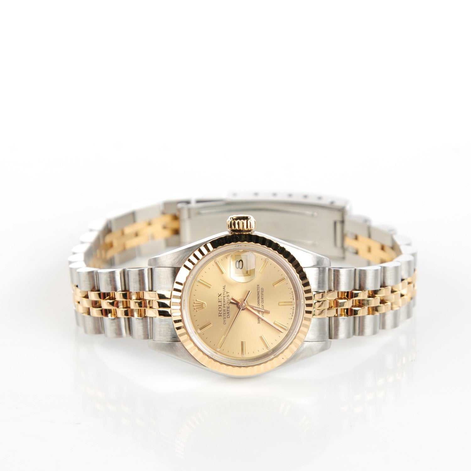 Rolex Stainless Steel 18K Yellow Gold 26mm Oyster Perpetual Datejust Watch Champagne 69173 9 of 10