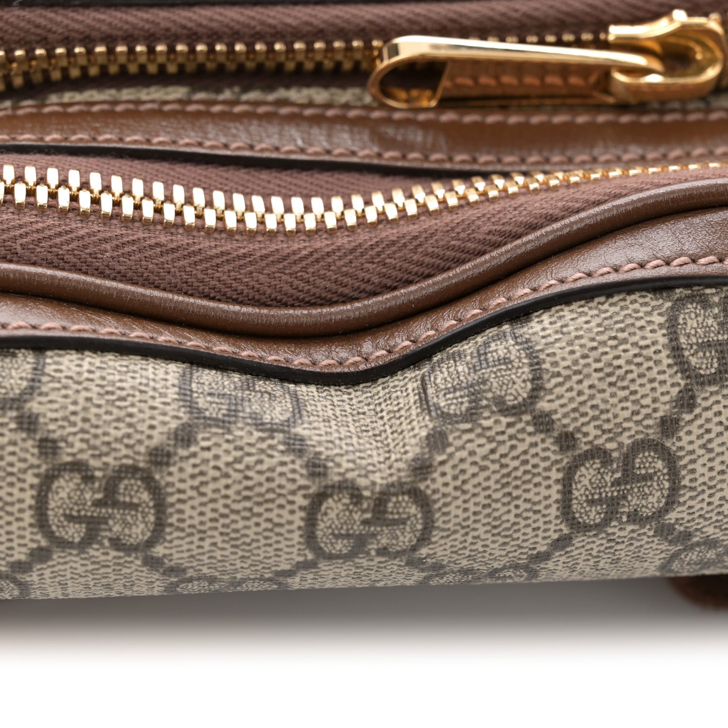 GG Supreme Monogram Textured Calfskin Retro Interlocking G Belt Bag Beige Ebony Brown Sugar