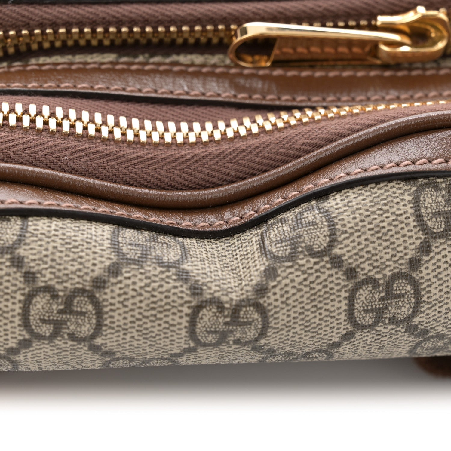 Gucci GG Supreme Monogram Textured Calfskin Retro Interlocking G Belt Bag Beige Ebony Brown Sugar 12 of 12