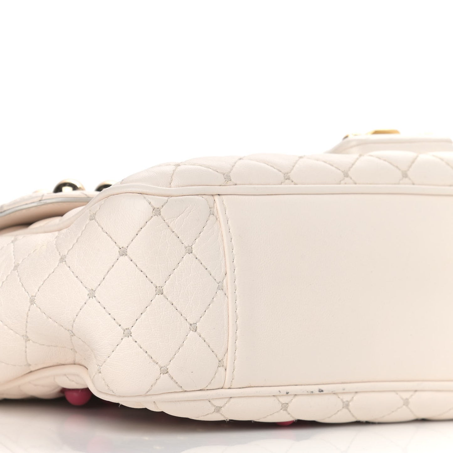 Lambskin Watersnake Embellished Lucia Shoulder Bag White