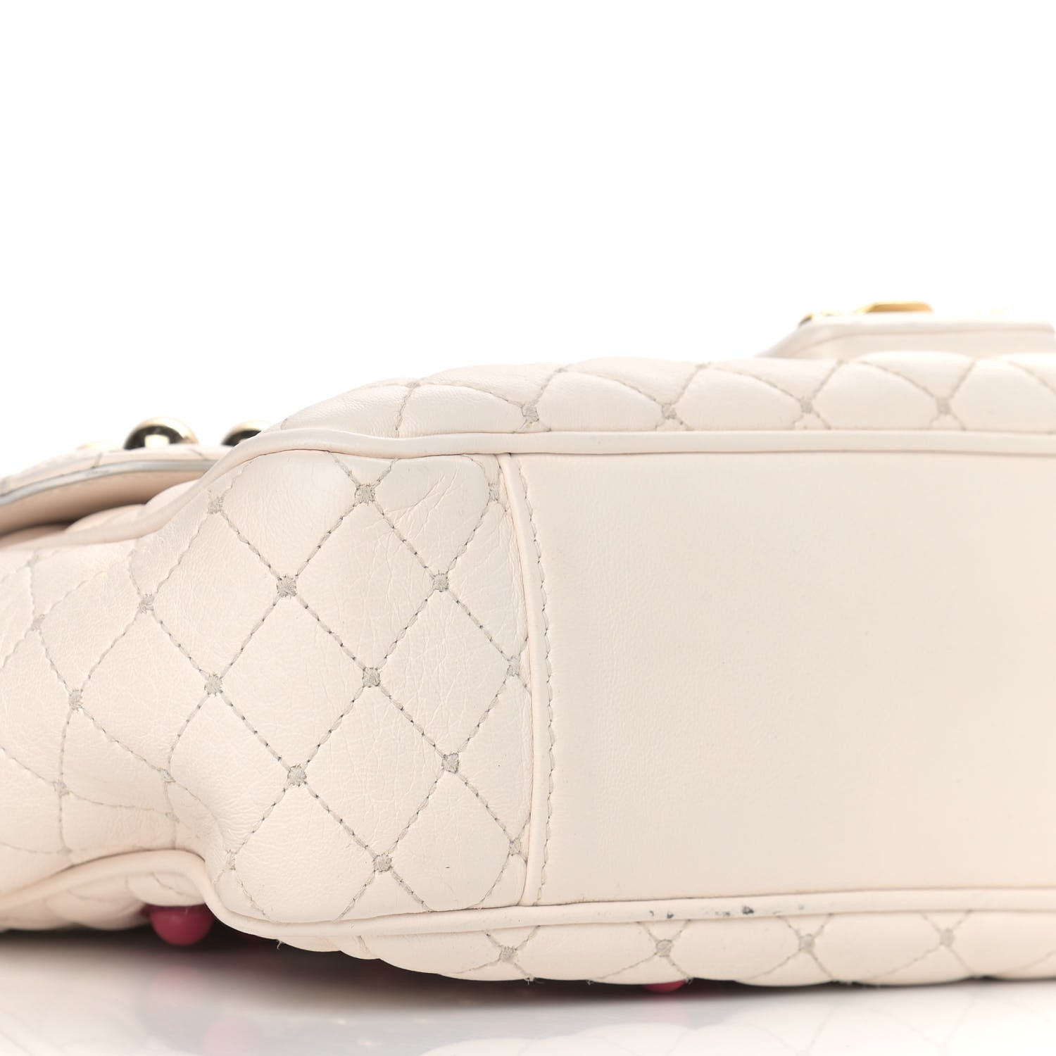Dolce & Gabbana Lambskin Watersnake Embellished Lucia Shoulder Bag White 7 of 9