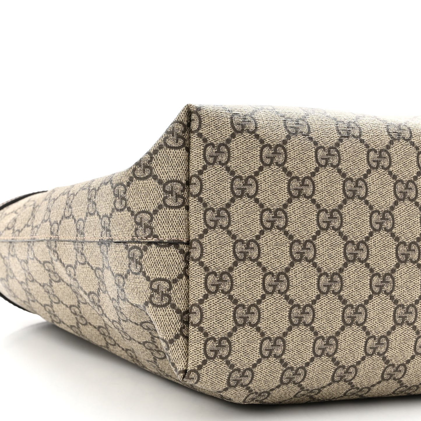 GG Supreme Monogram Textured Calfskin Web Medium Ophidia Shopping Tote Beige Ebony New Acero