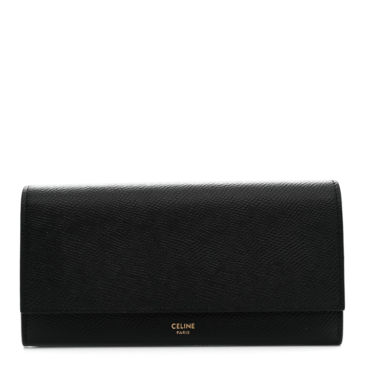 Grained Calfskin Large Flap Wallet Black