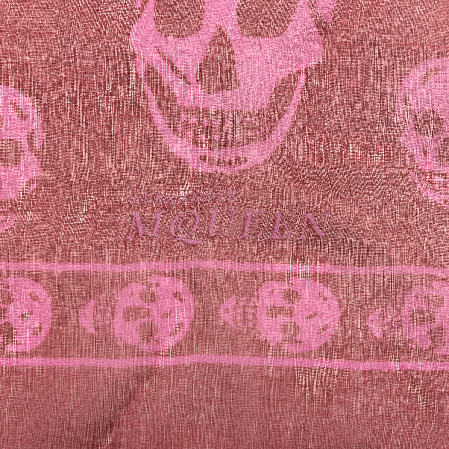 Alexander McQueen Silk Chiffon Skull Scarf Red Pink 2 of 3