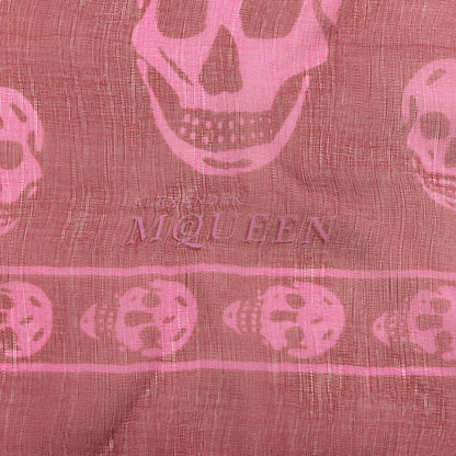 Alexander McQueen Silk Chiffon Skull Scarf Red Pink 2 of 3