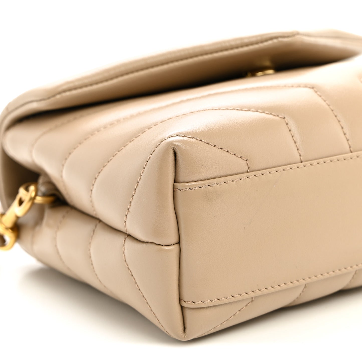 Calfskin Y Quilted Monogram Toy Loulou Crossbody Bag Dark Beige