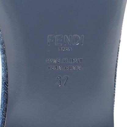 Fendi Denim Womens Sunshine Slide Sandals 37 Blue 7 of 9