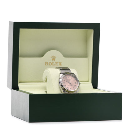 Rolex Stainless Steel 18K White Gold Diamond 34mm Air-King Oyster Perpetual Watch Pink 114234 5 of 5