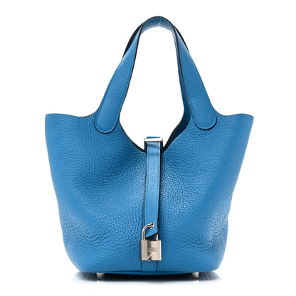 Hermes Taurillon Clemence Picotin Lock 18 PM  Bleu Frida 1 of 10