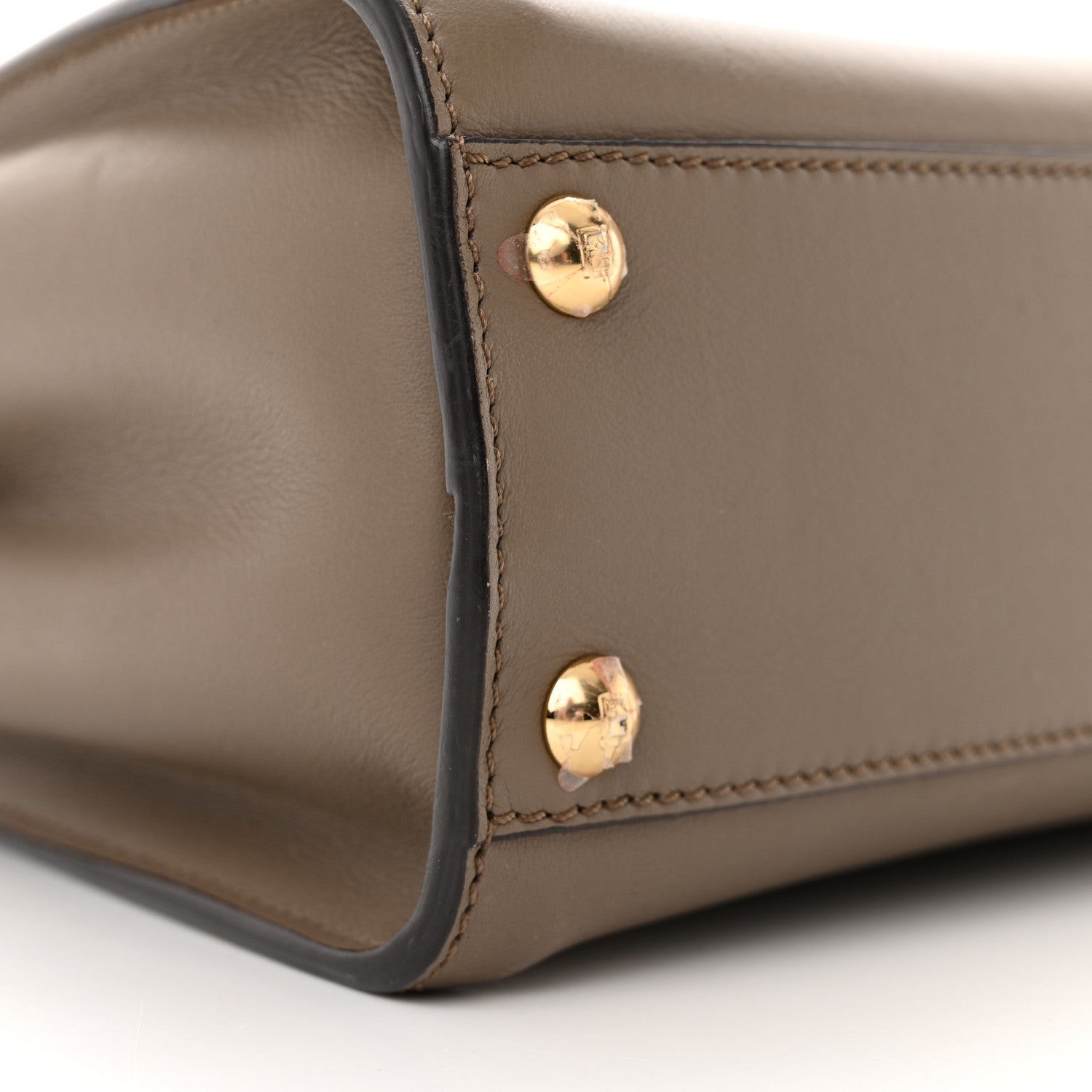 Fendi Vitello Seta Canvas FF Embroidered Mini Peekaboo Iconic Satchel Tartufo 8 of 10