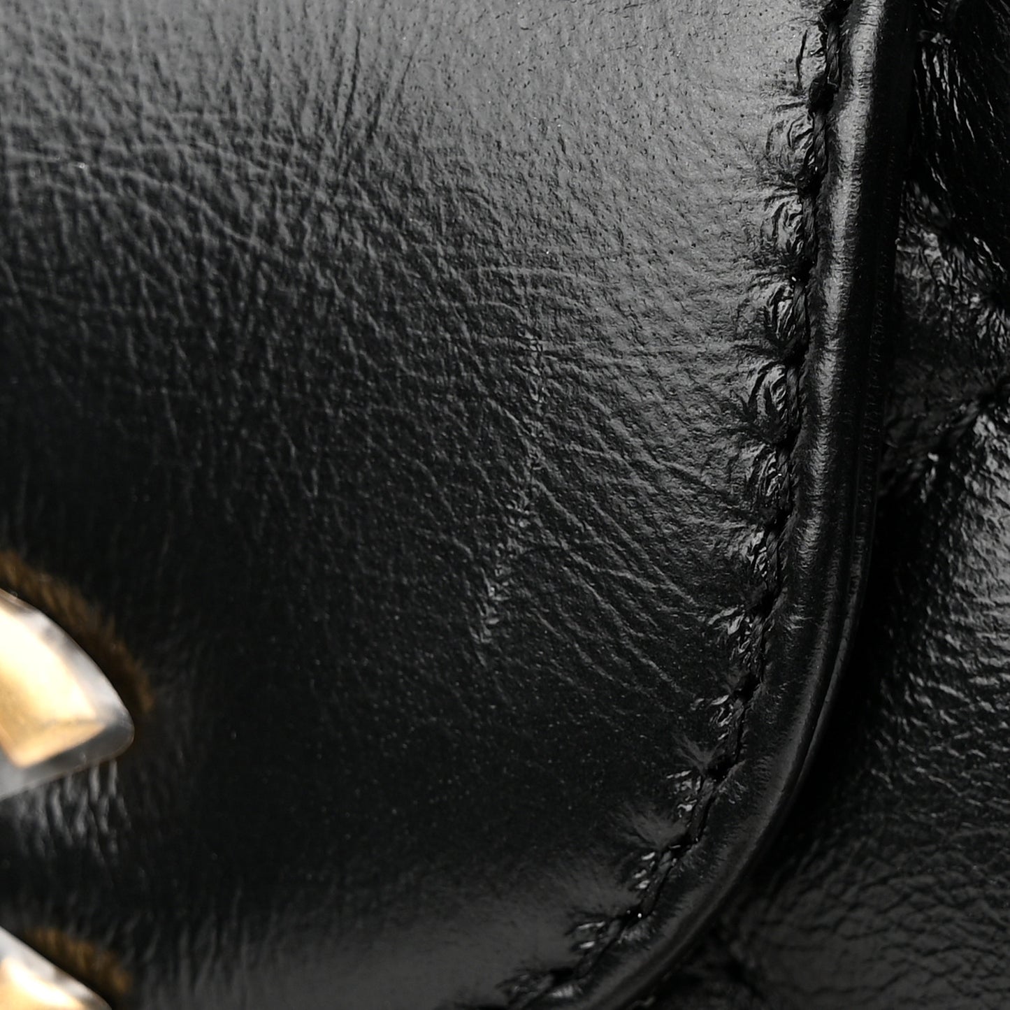 Shiny Aged Calfskin Quilted Nano Kelly Shopper Black