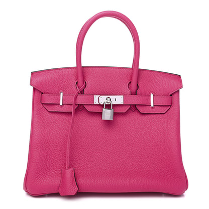 Hermes Taurillon Clemence Birkin 30 Rose Shocking 1 of 9