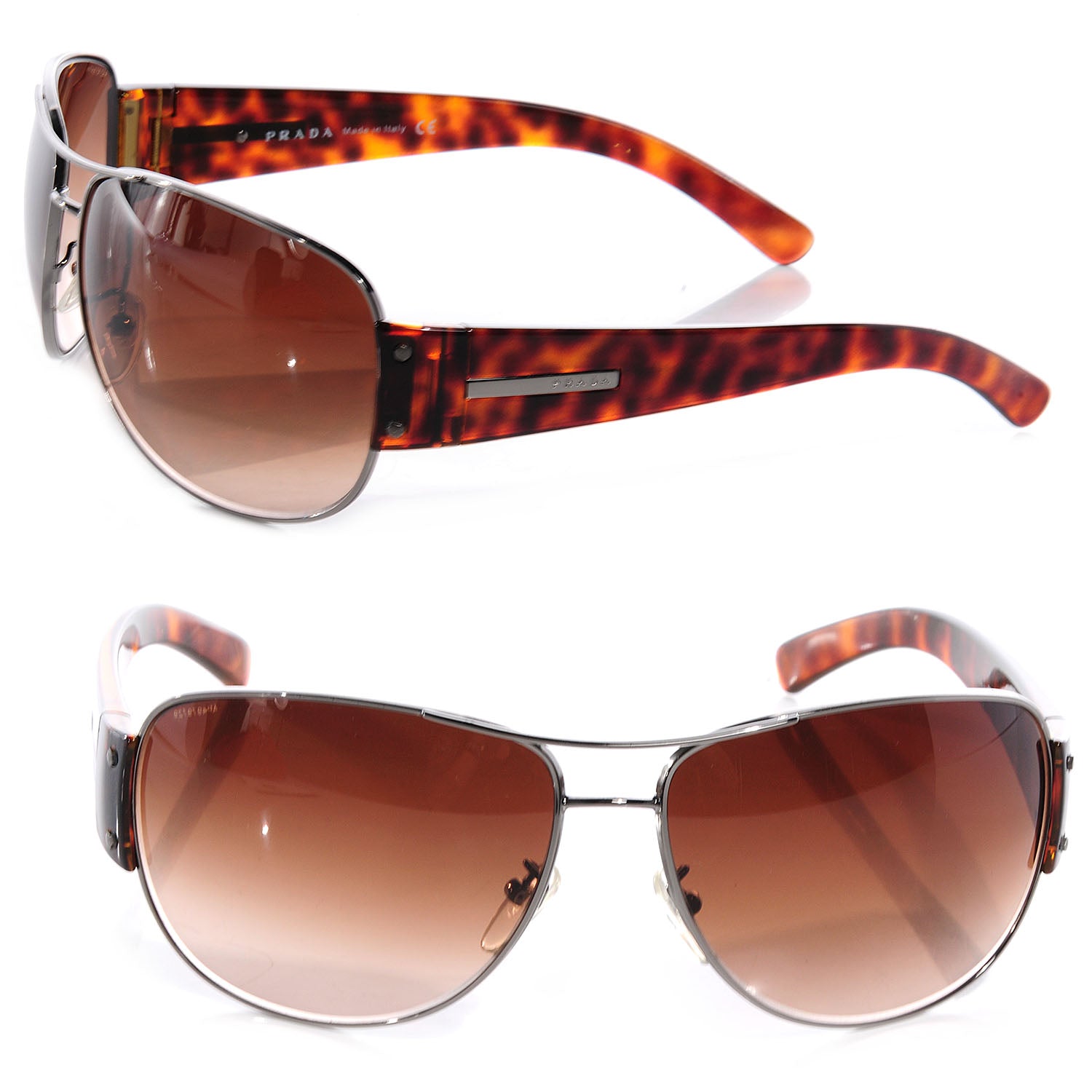 Prada Tortoise Shell Aviator Sunglasses SPR 52G 1 of 5