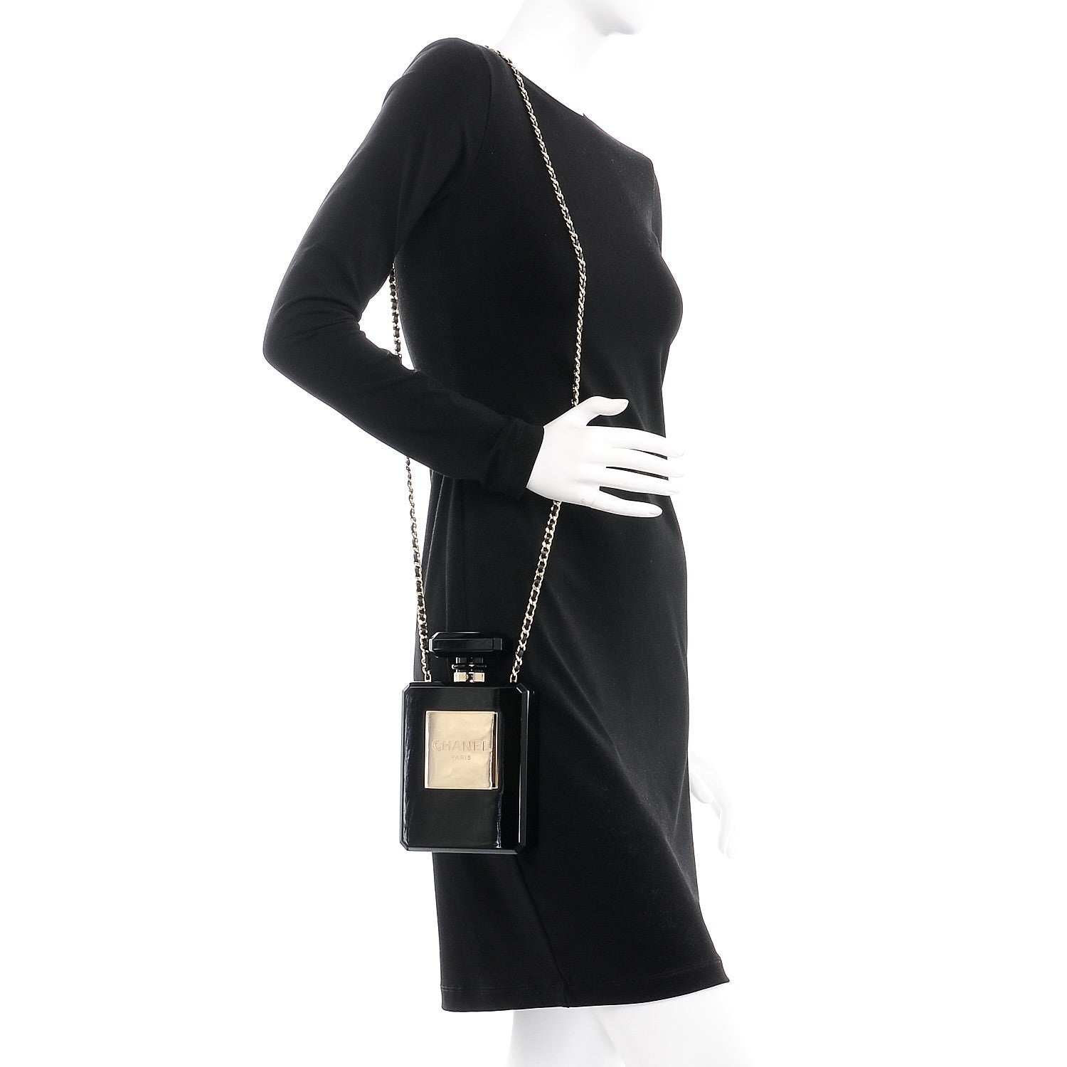 Chanel Plexiglass Perfume Bottle Clutch Black 2 of 8