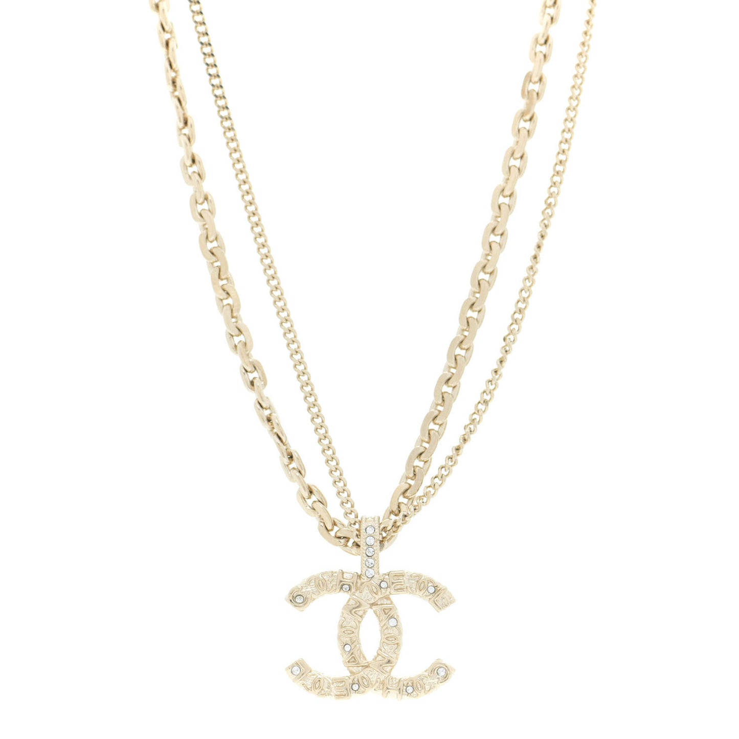 Crystal CC Multi Strand Chain Necklace Gold