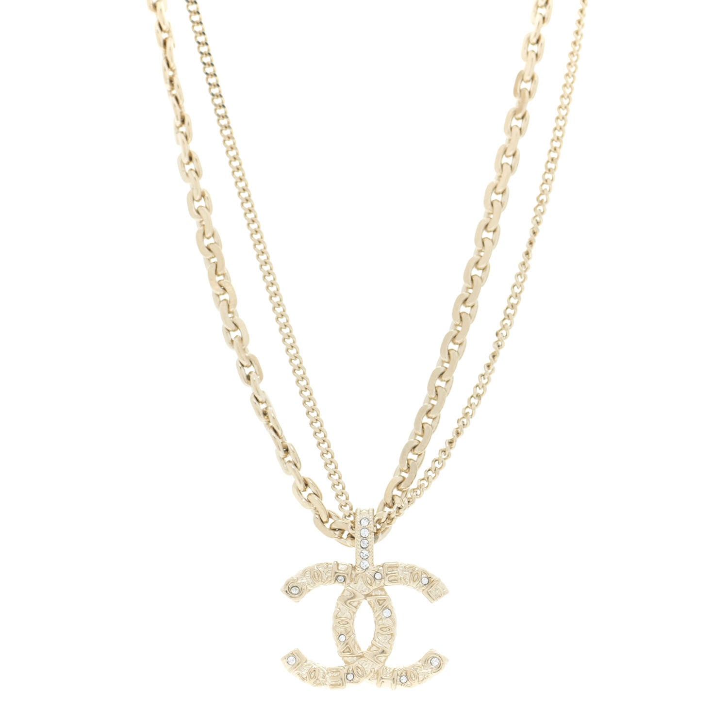 Chanel Crystal CC Multi Strand Chain Necklace Gold 1 of 6