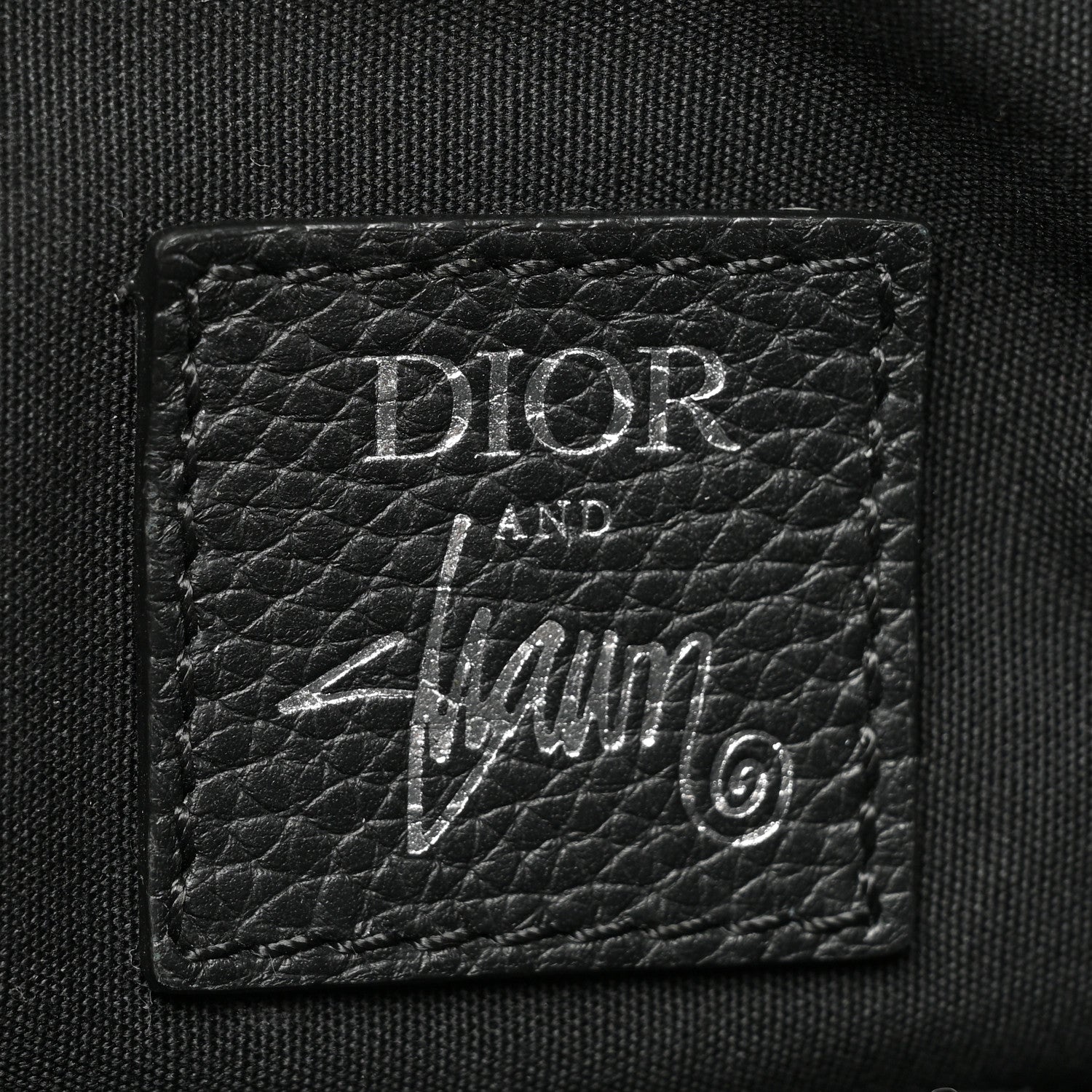 Christian Dior X SHAWN STUSSY Grained Calfskin Saddle Bag Black 5 of 12
