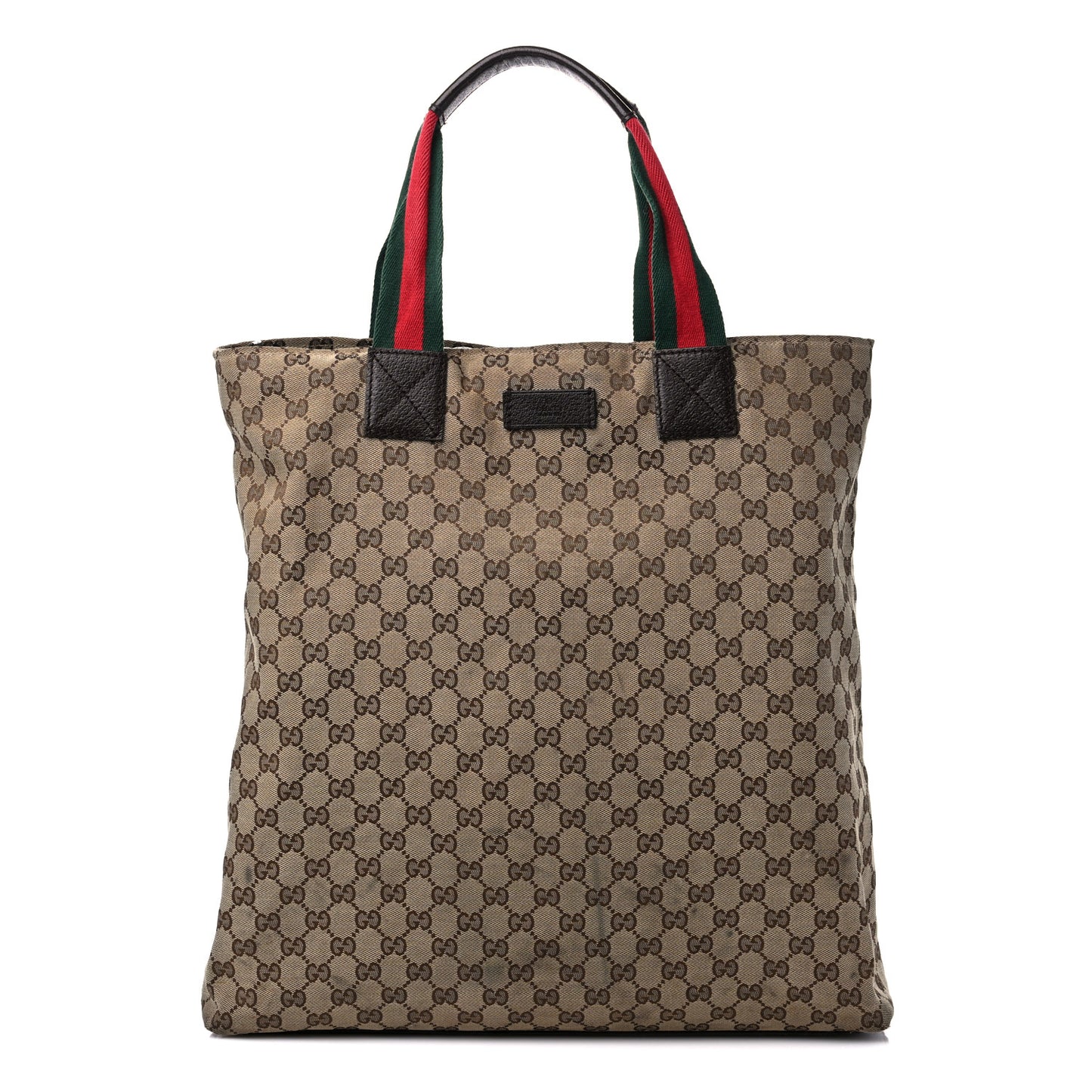 GG Monogram Large Web Handle Vertical Tote Dark Brown