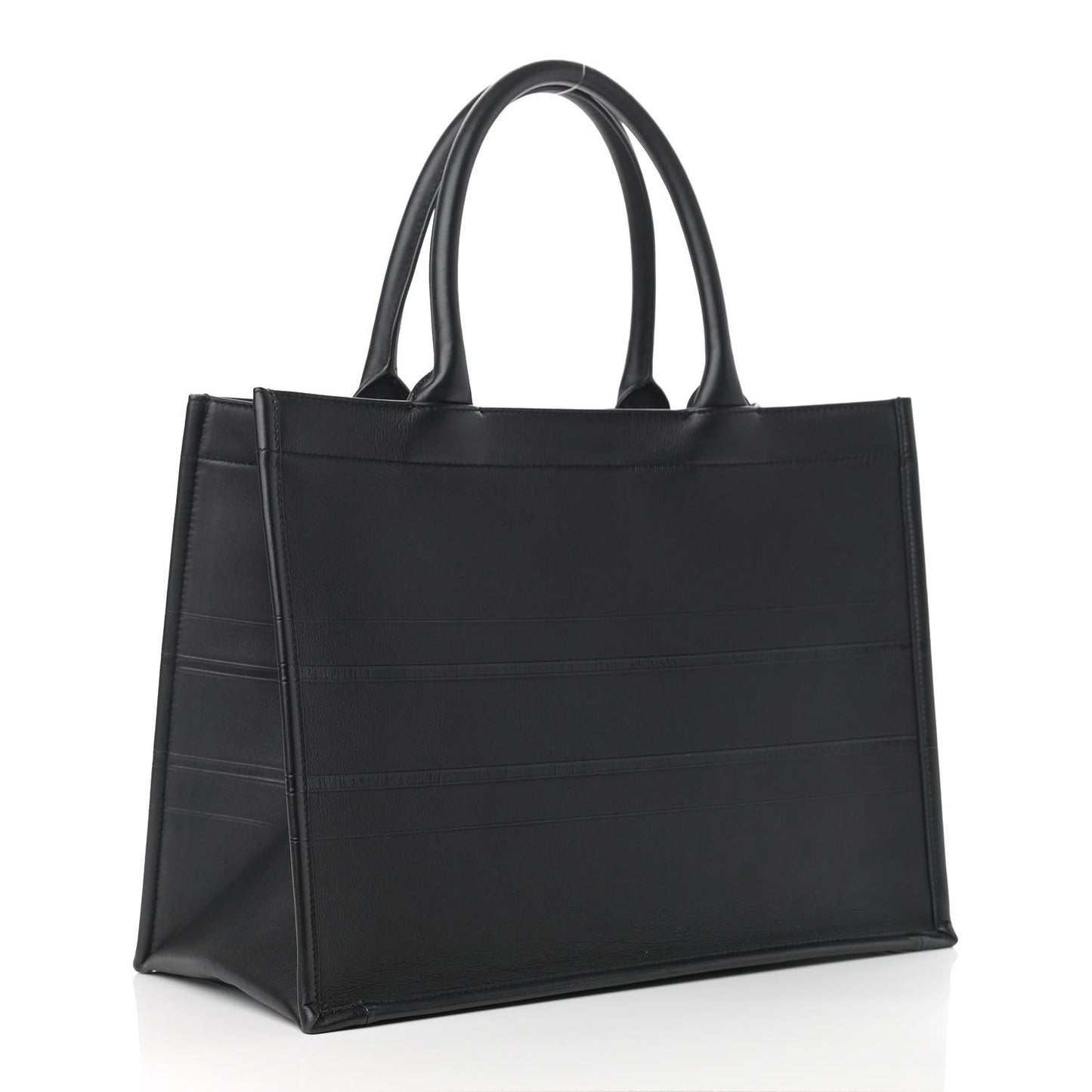 Calfskin Embossed Medium Book Tote Black