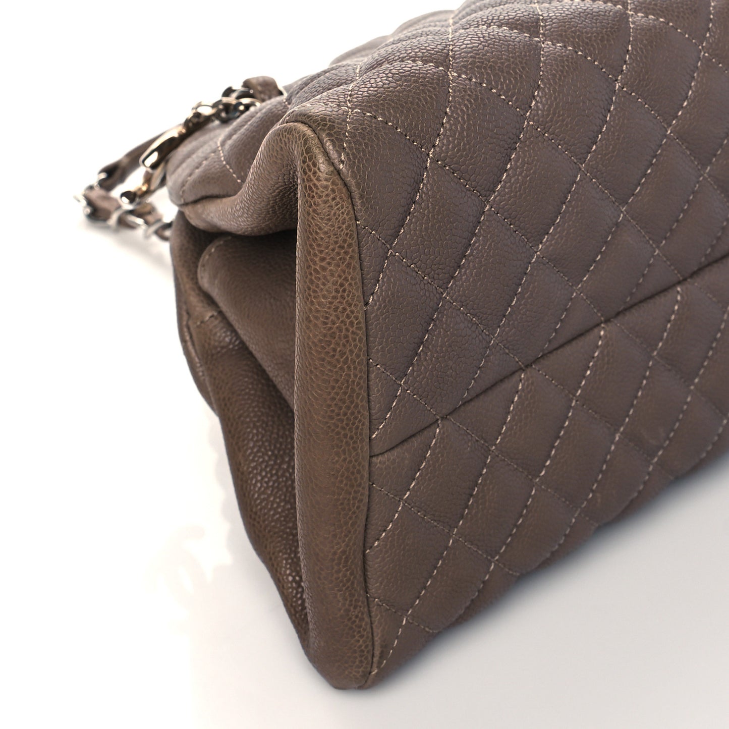 Metallic Caviar Quilted Medium Just Mademoiselle Beige