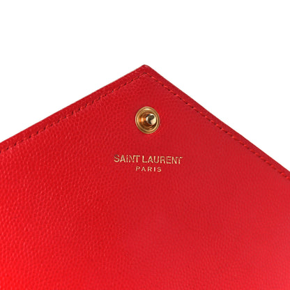 Saint Laurent Grain De Poudre Matelasse Chevron Monogram Chain Wallet Red 6 of 10