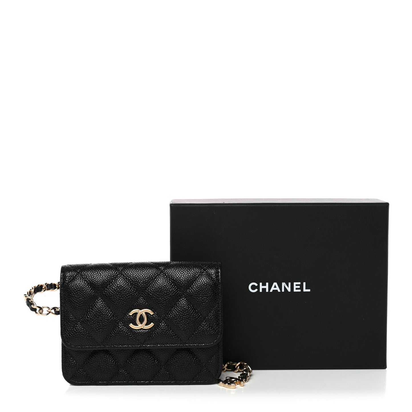 Caviar Quilted Bow Belt Bag Black