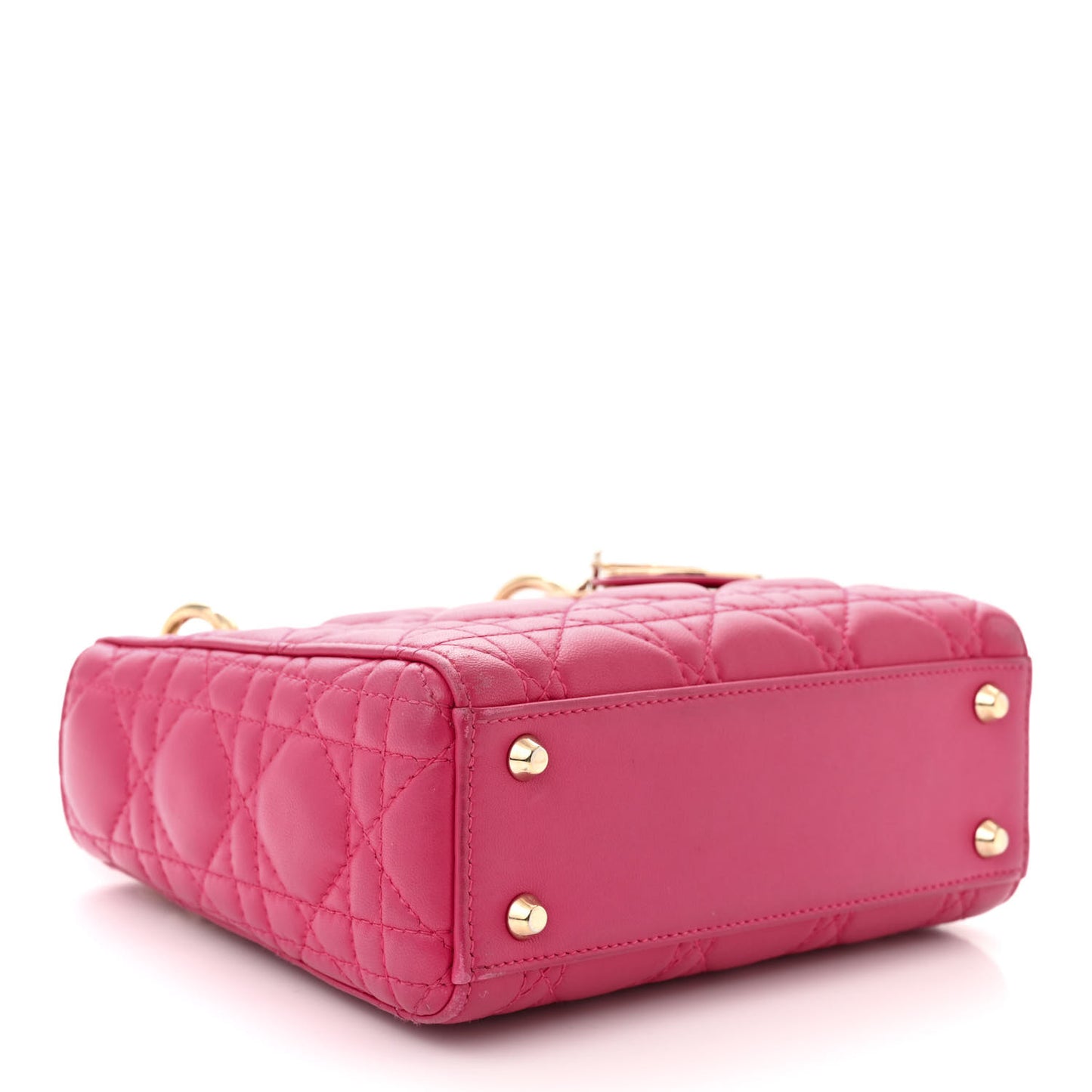 Lambskin Cannage Mini Lady Dior Fuchsia