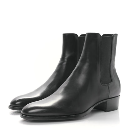 Saint Laurent Calfskin Mens Wyatt Chelsea Boots 39 Black 3 of 9