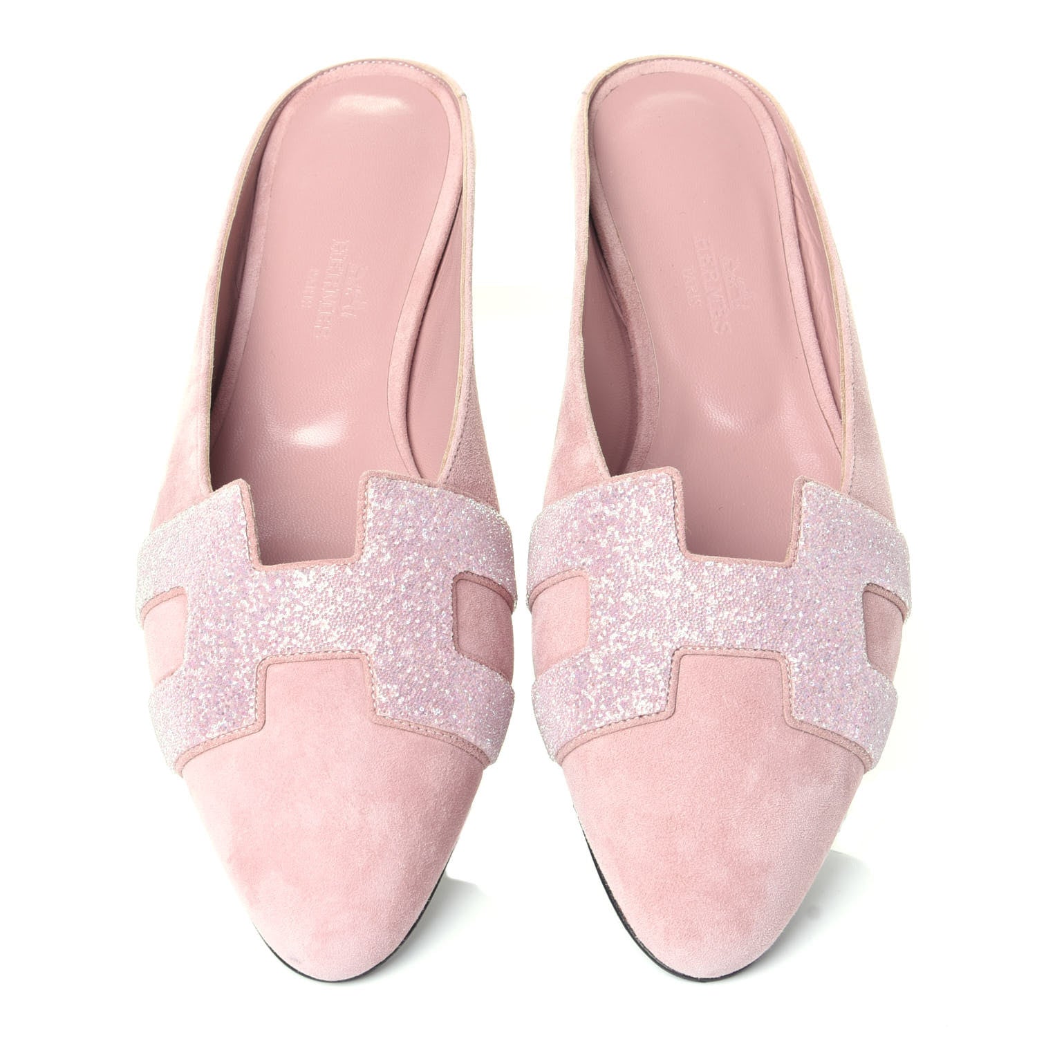 Hermes Suede Goatskin Crystal Roxane Mules 36 Rose 5 of 11