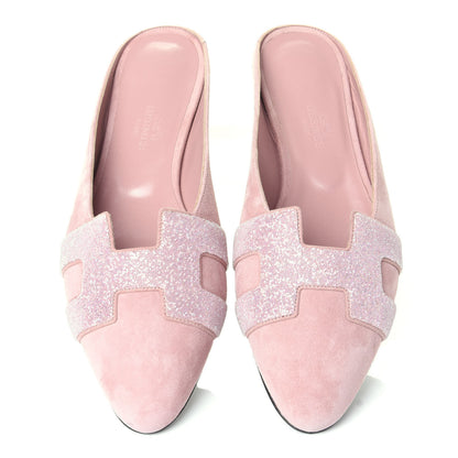 Hermes Suede Goatskin Crystal Roxane Mules 36 Rose 5 of 11