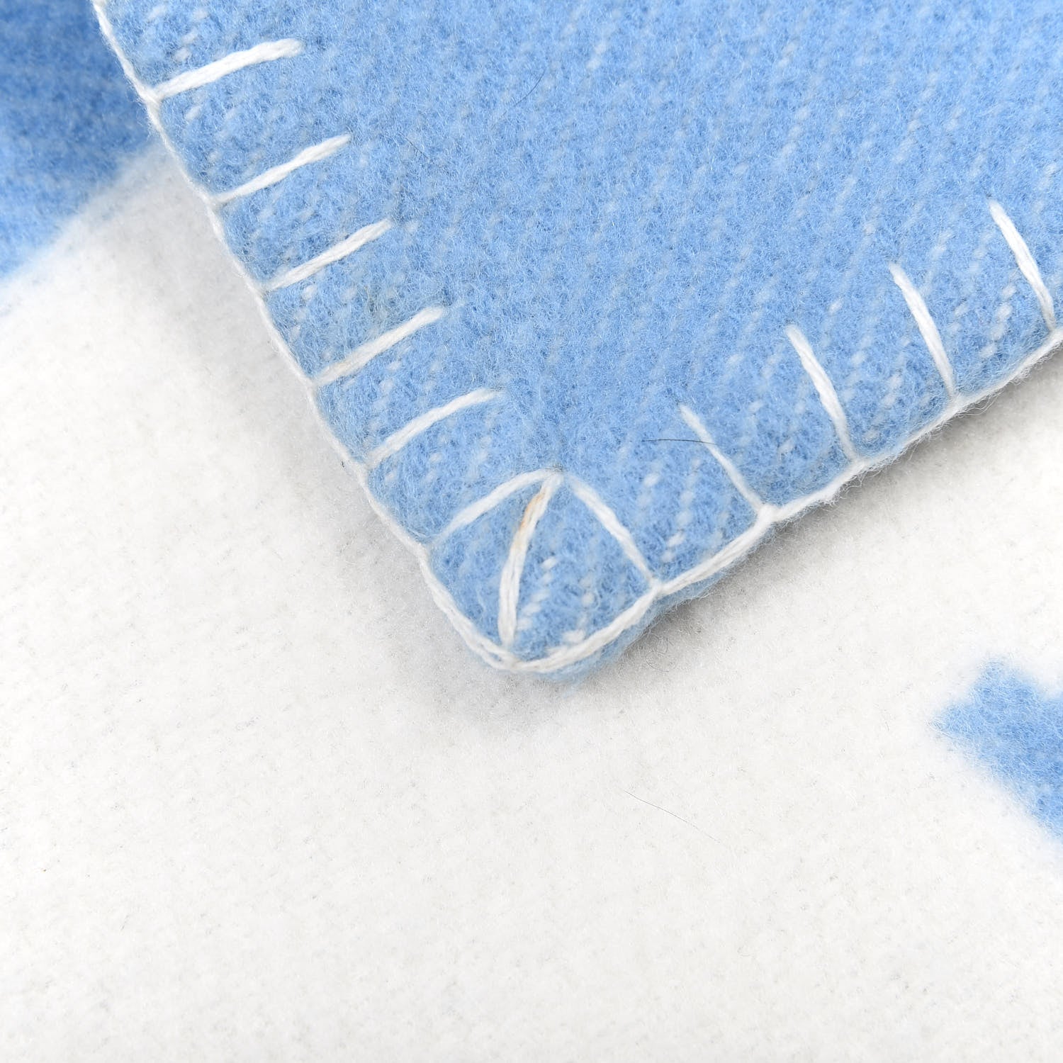 Hermes Wool Cashmere Avalon Baby Blanket Bleu Genievre White 4 of 4