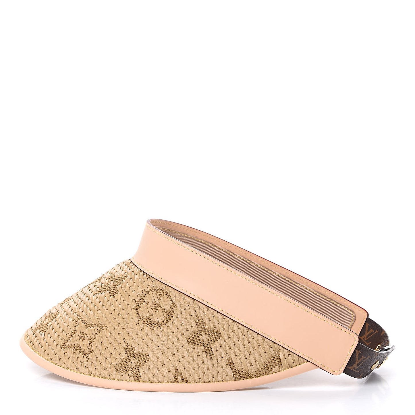 Calfskin Raffia Monogram Strawgram Visor Natural