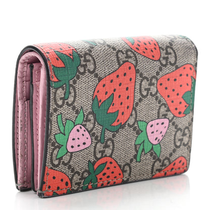Gucci GG Supreme Monogram Strawberry Card Case 3 of 12