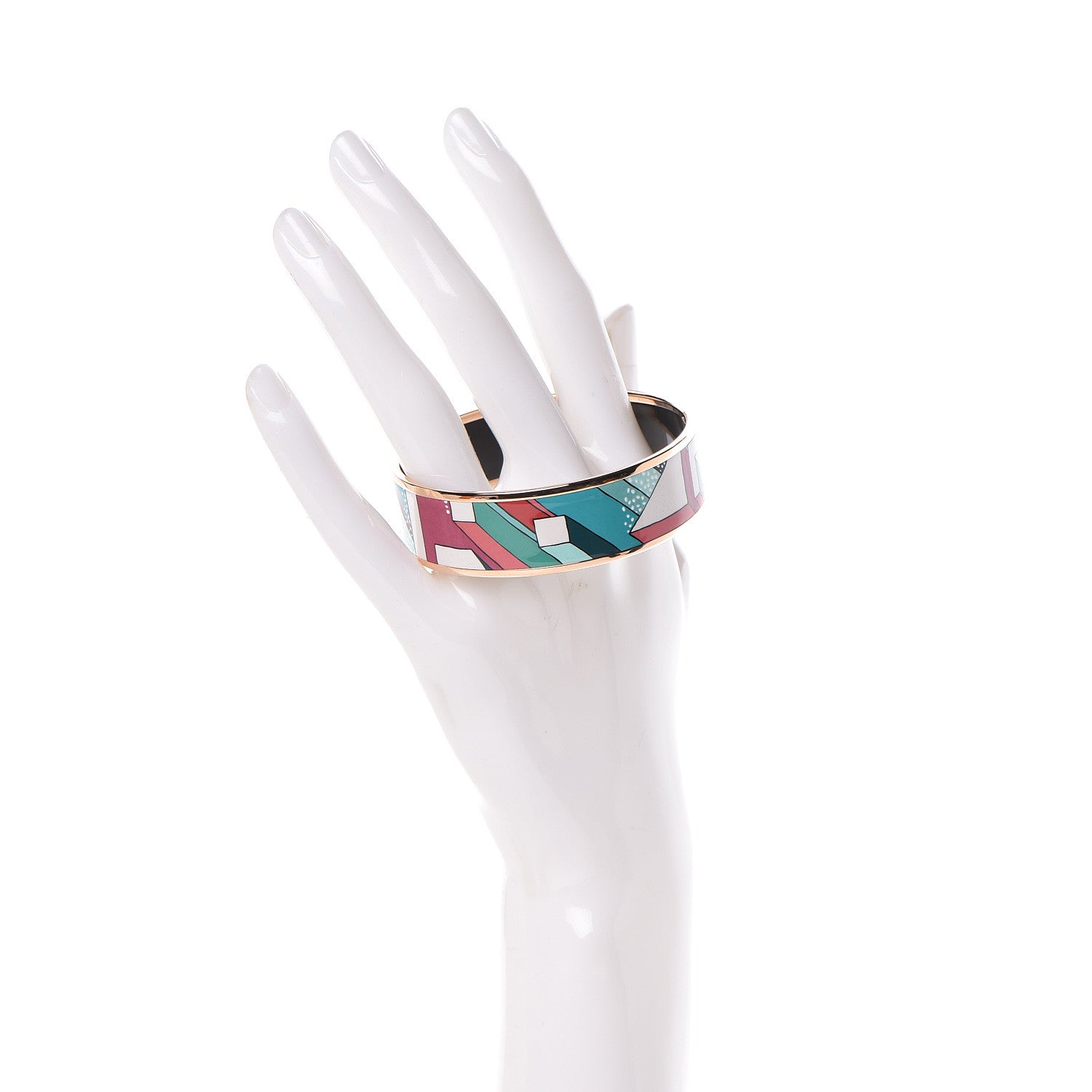 Hermes Enamel Printed On A Summer Day Wide Bracelet 62 Baroque 2 of 7