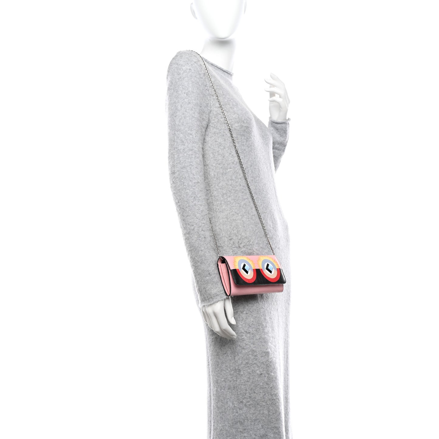 Vitello Elite Century Hypnoteyes Studded Continental Wallet On Chain Bubblegum Multicolor