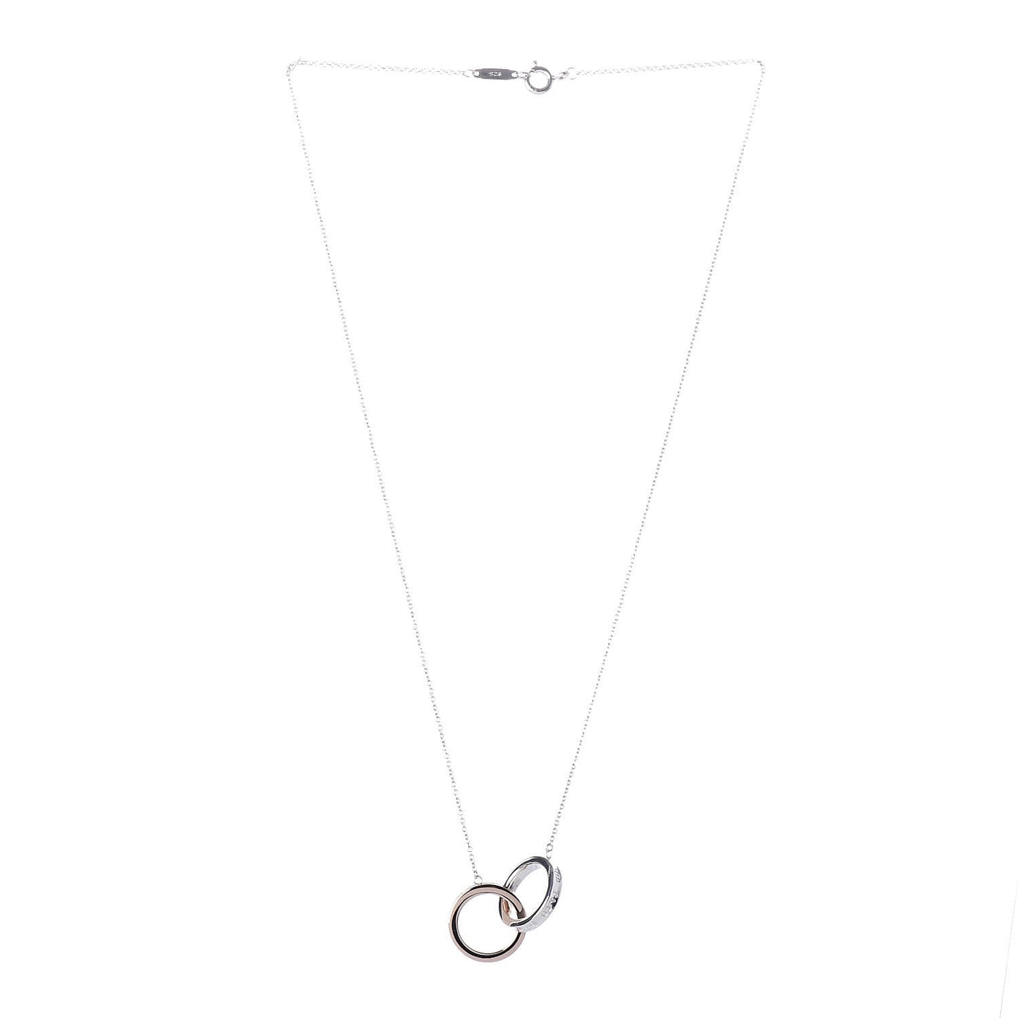 Sterling Silver 18K Rose Gold 1837 Interlocking Circles Pendant Necklace