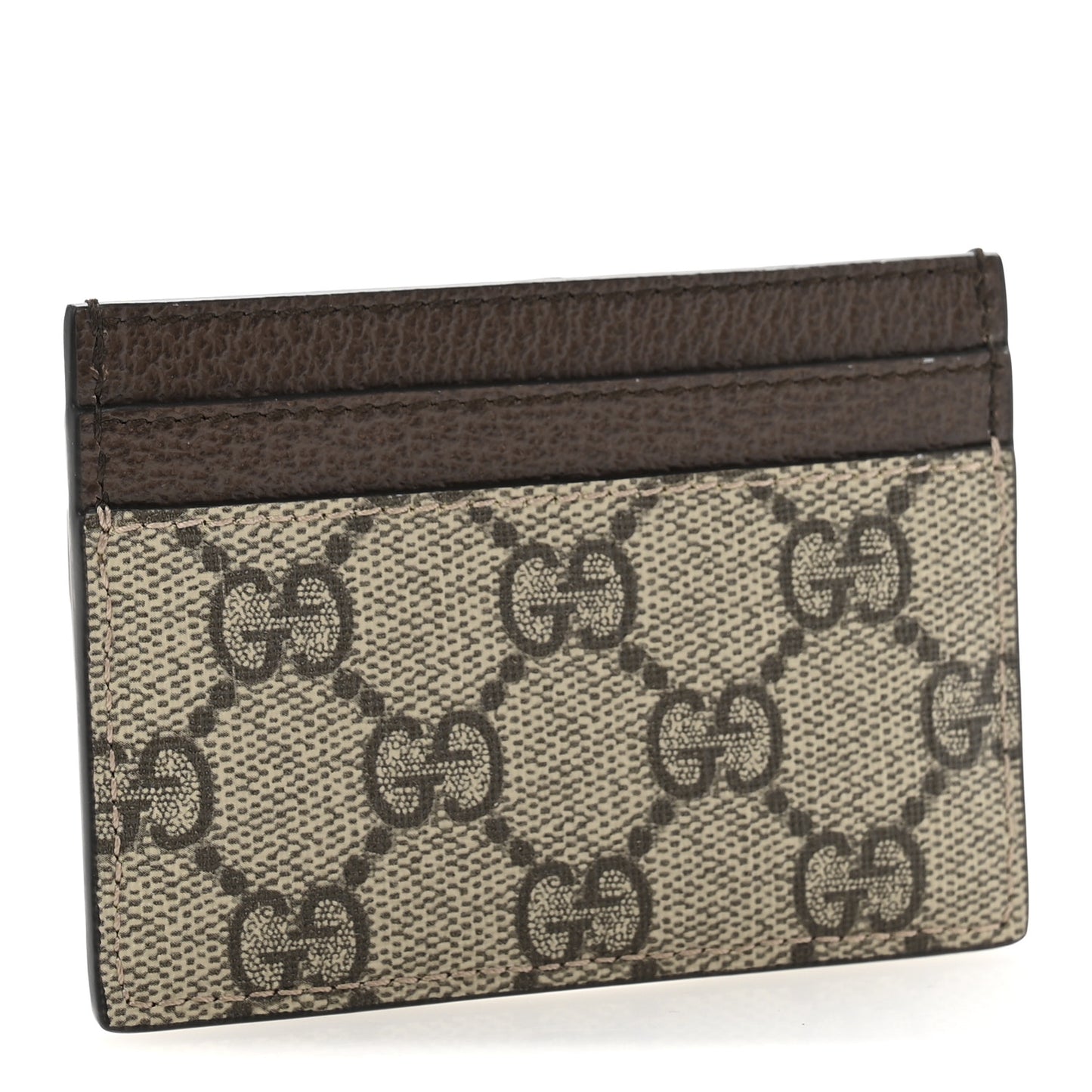 GG Supreme Monogram Textured Dollar Calfskin Ophidia Card Holder Beige Ebony New Acero