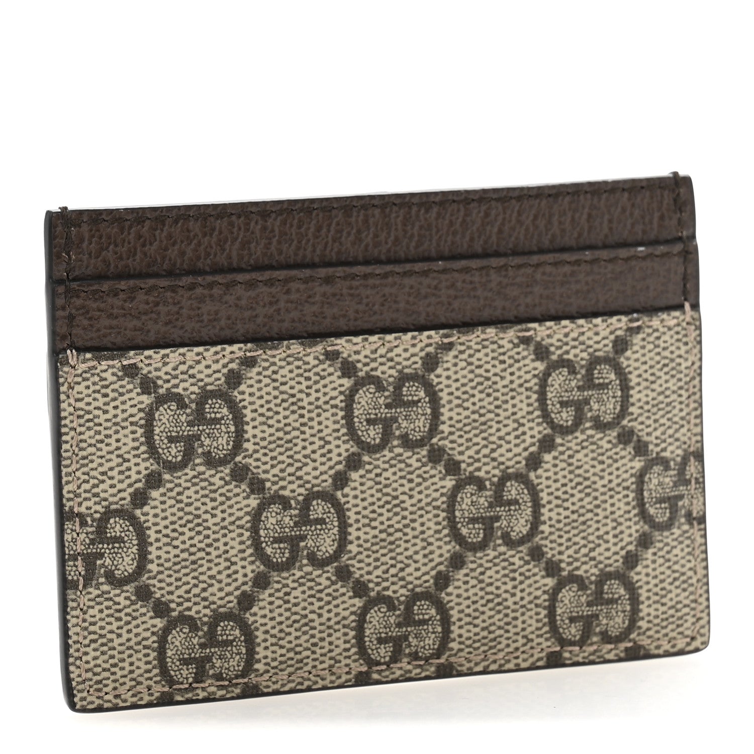 Gucci GG Supreme Monogram Textured Dollar Calfskin Ophidia Card Holder Beige Ebony New Acero 3 of 8