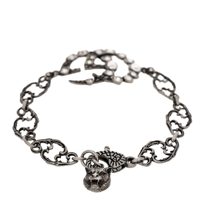 Gucci Oxidized Metal Crystal Double G Bracelet Silver 2 of 3