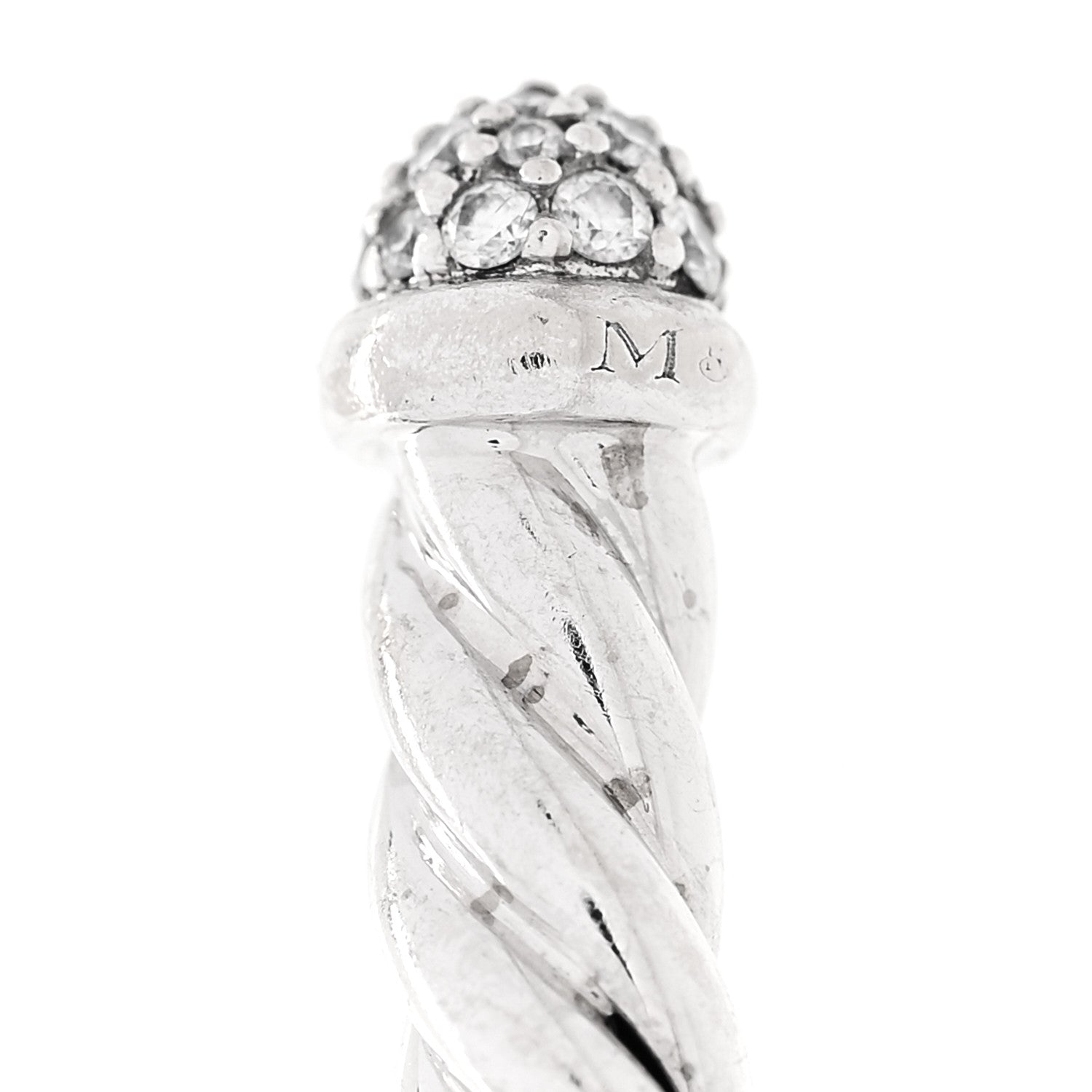 David Yurman 18K White Gold Diamond 4mm Cable Flex Cuff Bracelet 4 of 5