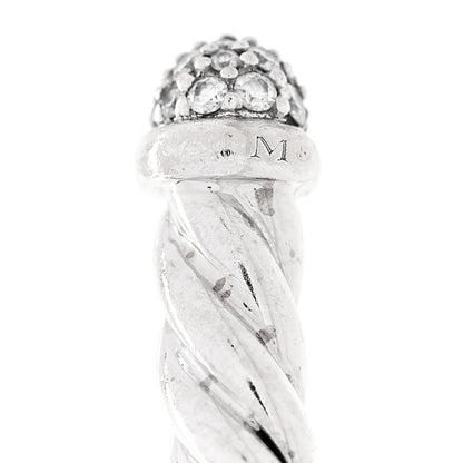 David Yurman 18K White Gold Diamond 4mm Cable Flex Cuff Bracelet 4 of 5