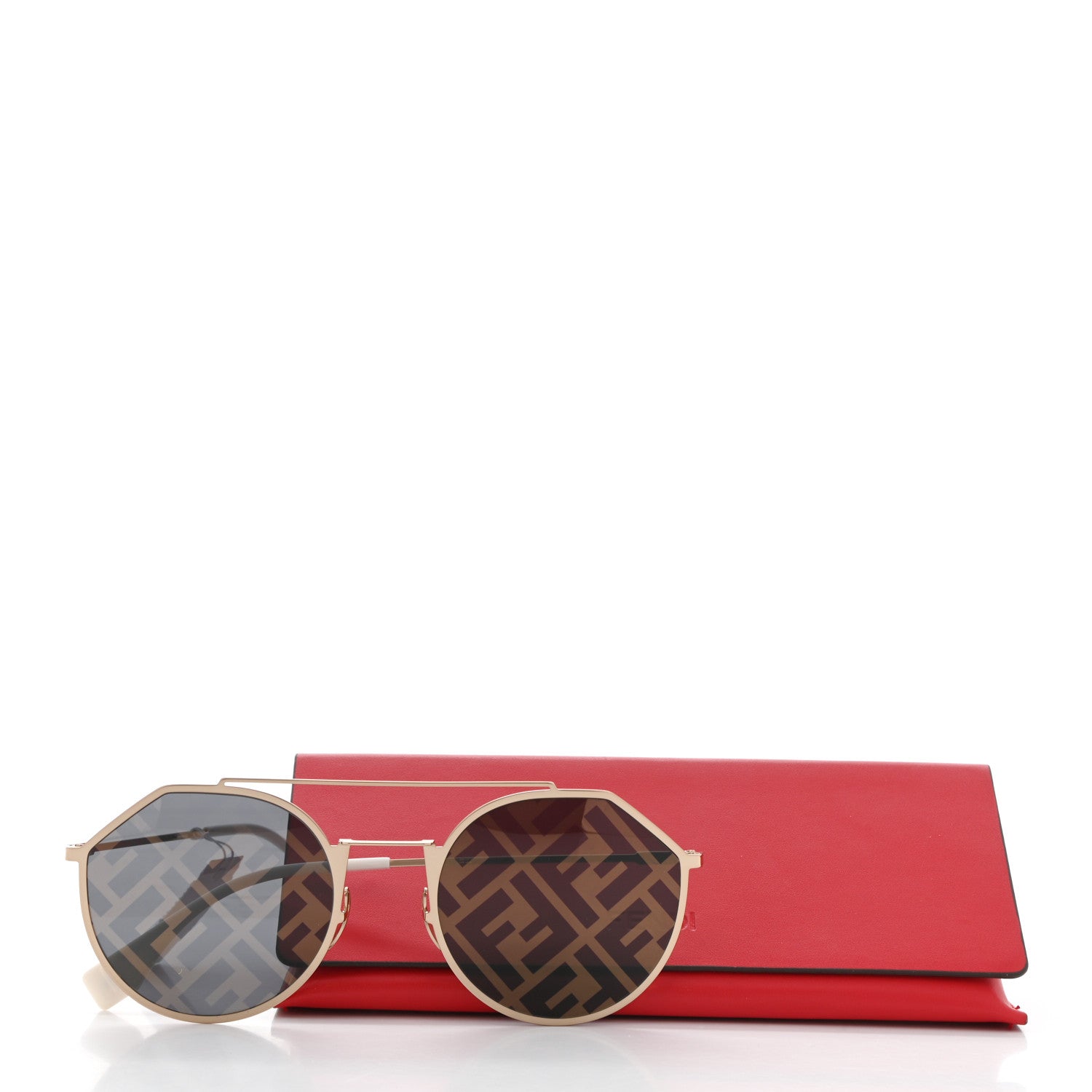Fendi Metal Eyeline Aviator Sunglasses FF M0021/S Gold 7 of 7