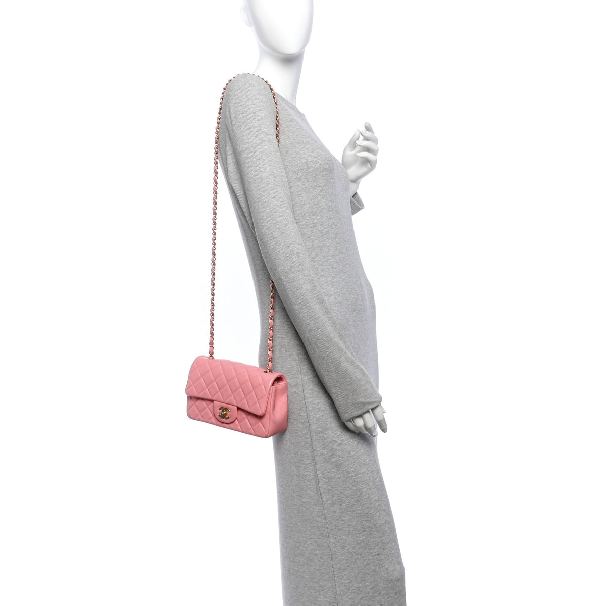 Chanel Lambskin Quilted Mini Rectangular Flap Pink 2 of 12
