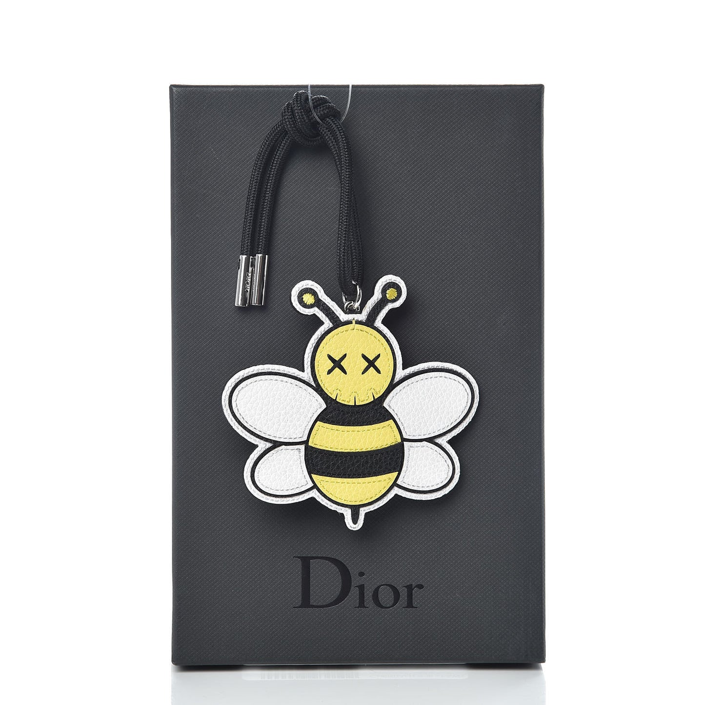 x KAWS Grained Calfskin Bee Charm Key Ring Yellow